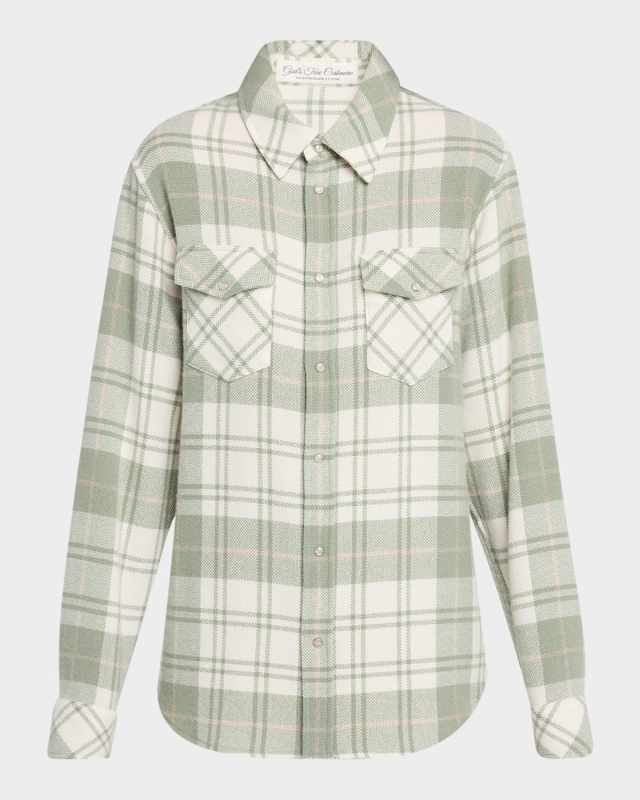Sage Tartan Cashmere Flannel Shirt